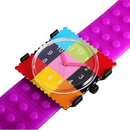 Postage Stamp Design Dial Unisex Analog Watch With..