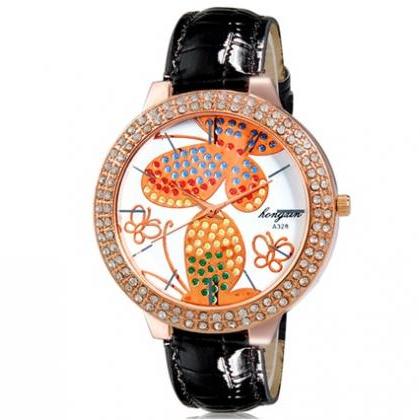 Hongain A328 Butterfly Crystal Decorated Women..