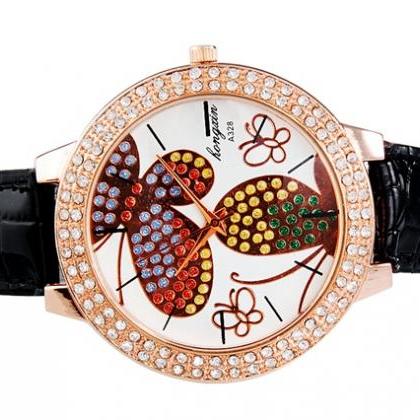 Hongain A328 Butterfly Crystal Decorated Women..
