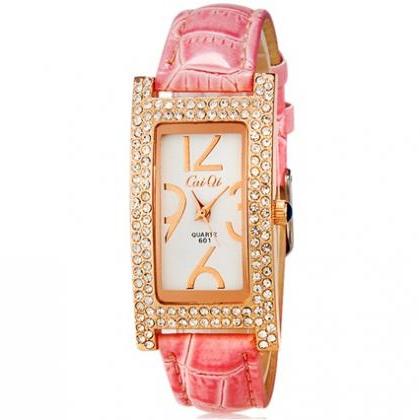 Caiqi 601 Women Crystal Decorated Analog Watch..