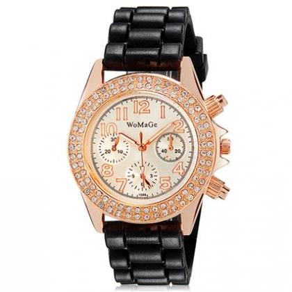 Womage 1086 Crystal Decorated Women Analog Watch..