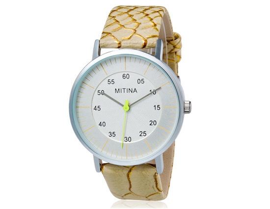 Mitina 145 Fashionable Women Analog Watch With Faux Leather Strap (yellow) M.