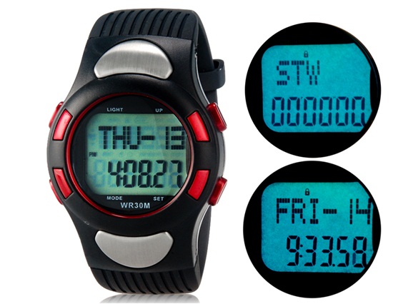 1005 Multifunctional Heart Rate Monitor Pedometer Watch With Plastic Strap M.