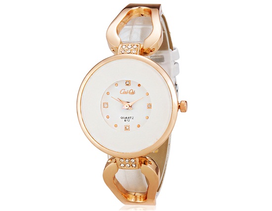 Caiqi 612 Women Fashionable Analog Watch With Faux Leather Strap (white) M.