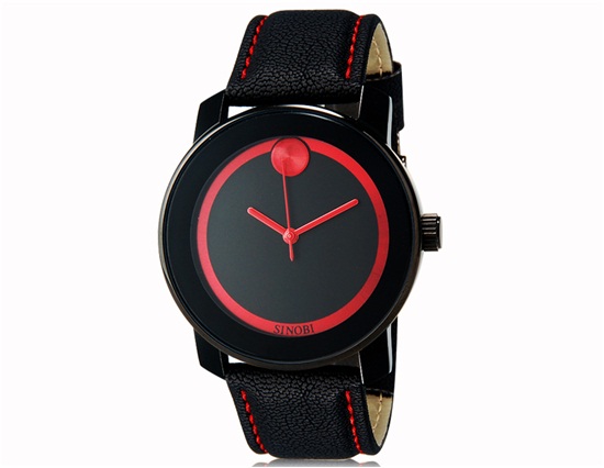 Sinobi S8109g Women Fashionable Analog Quartz Wrist Watch With Faux Leather Band (black)