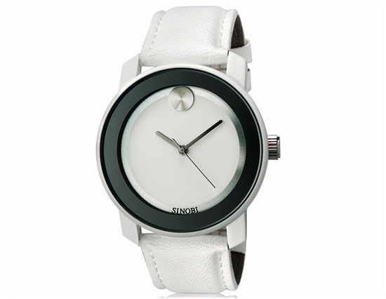 Sinobi S8109g Women Fashionable Analog Quartz Wrist Watch With Faux Leather Band (white)