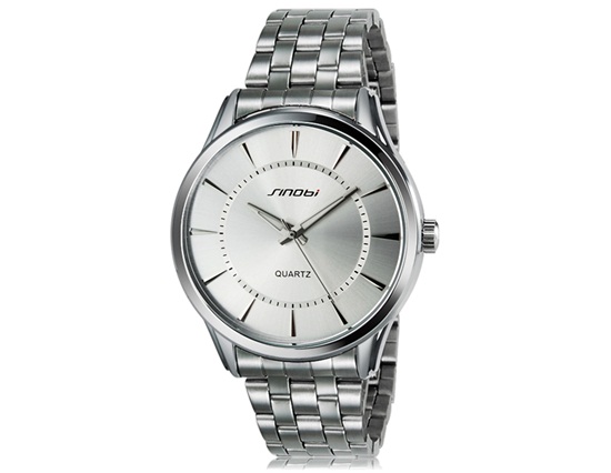 Sinobi 9502 Men Fashionable Analog Quartz Wrist Watch With Stainless Steel Band (white)