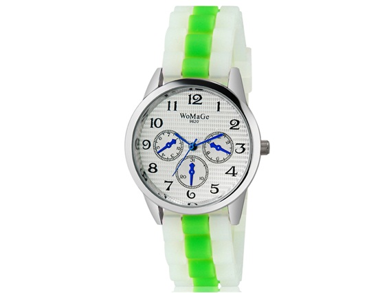 Womage 9620 Women Fashionable Retro Style Analog Wrist Watch With Silicone Band (green)