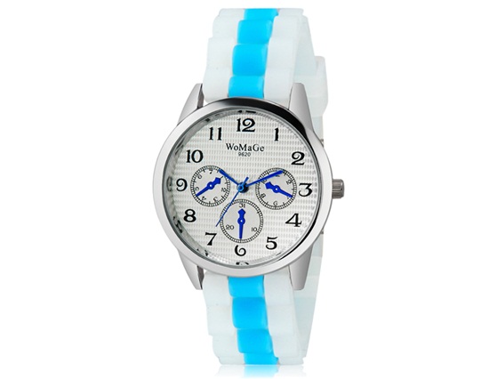 Womage 9620 Women Fashionable Retro Style Analog Wrist Watch With Silicone Band (blue)