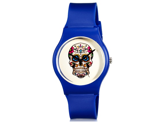 Willis For Mini Women Fashionable Skull Pattern Analog Wrist Watch (dark Blue)