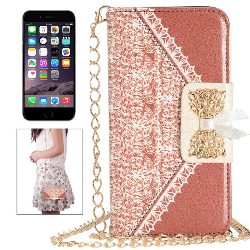 Bowknot Wallet Style Leather Case With Chain And Card Slots For Iphone 6 Plus & 6s Plus(orange)