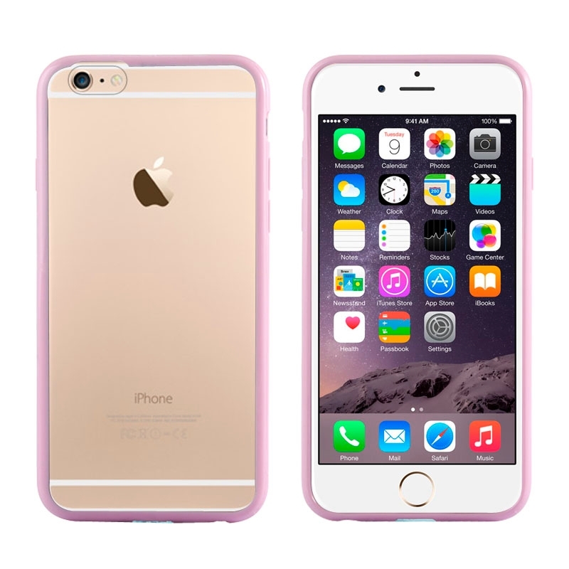Tpu Bumper Frame + Plastic Back Case For Iphone 6 Plus & 6s Plus(pink)