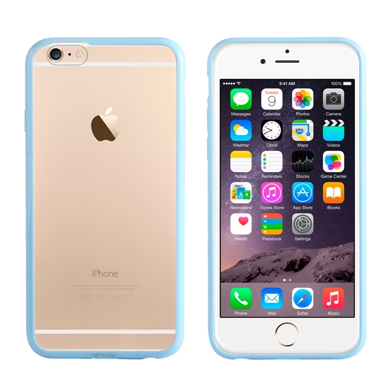 Tpu Bumper Frame + Plastic Back Case For Iphone 6 Plus & 6s Plus(blue)