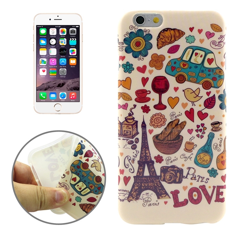 Paris Style Pattern Transparent Frame Tpu Case For Iphone 6 Plus & 6s Plus